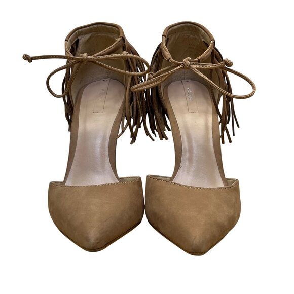 Aldo Womens Brown Suede Fringe Pointed Toe Novesta Stiletto Heels Size 7 - Picture 2 of 10